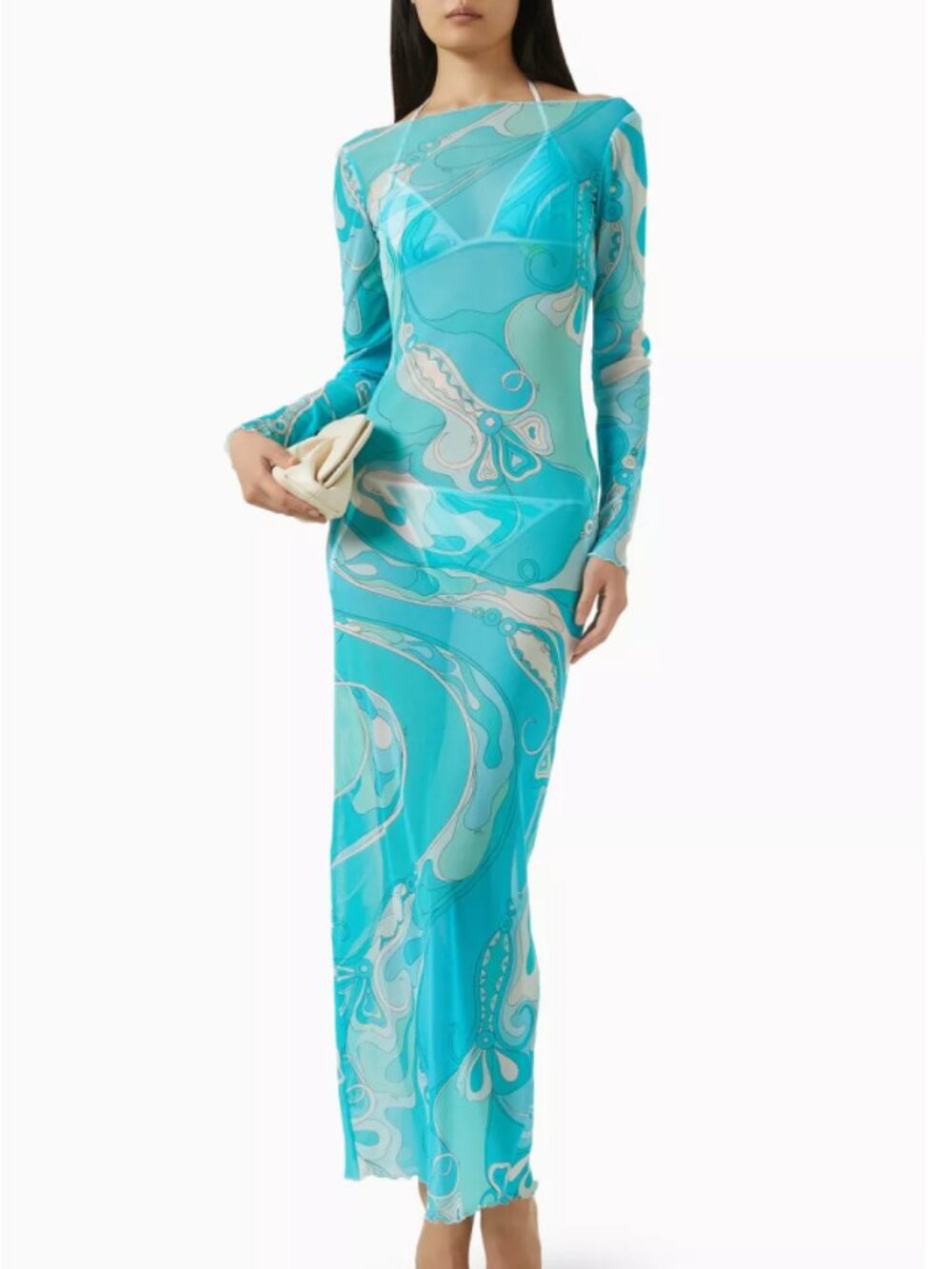Pucci (PUCCI) Blue Orchid Print Lightweight Dress